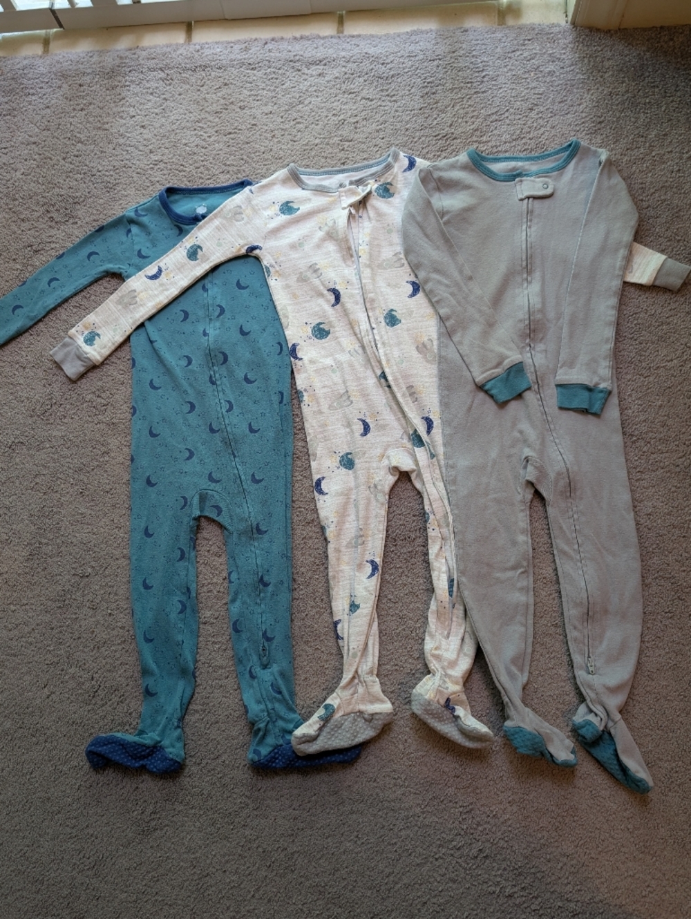 Cloud Island Space Moon Stars Blue Gray Fottie Zipper Pajamas 24 Months